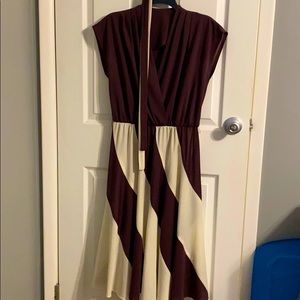 Vintage 70’s Poly Swirl Plum and Cream Dress